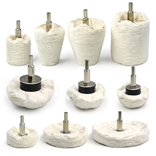 WORKEASE 10 Unidades de Roda de Polimento para Broca, Rodas de Polimento de Flanela Kit de Cabeça de