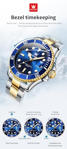 Image of OLEVS Watch for Men Stainless Steel Analog Quartz Chronograph Moon Phase Watch Waterproof Date Luminous Wrist Male Watches,Gift for Men