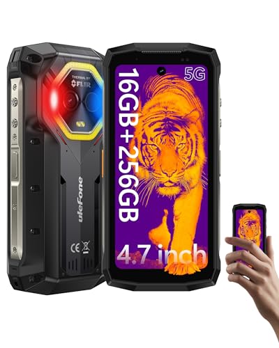 Ulefone Armor Mini 20T Pro 5G Rugged Phone, Thermal Imaging 50MP Main Camera, 16GB+256GB MTK Dimensity 6300, 6200mAh(33W), 4.7" HD+ Corning Gorilla Screen, Waterproof, Versatile LED Light, Android 15