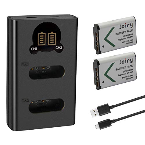 2 X NP-BX1 Batterie de Rechange et Chargeur Double Compatible avec Sony NP-BX1/M8 et Sony CyberShot DSC HX90 HX95 HX99 RX100 WX350 HX400V HDR AS100V FDR X1000...