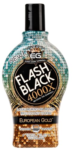 European Gold Flash Black 4000X Indoor Tanning Lotion, Triple Coconut Cocktail, DHA Bronzers, 12 fl. oz.