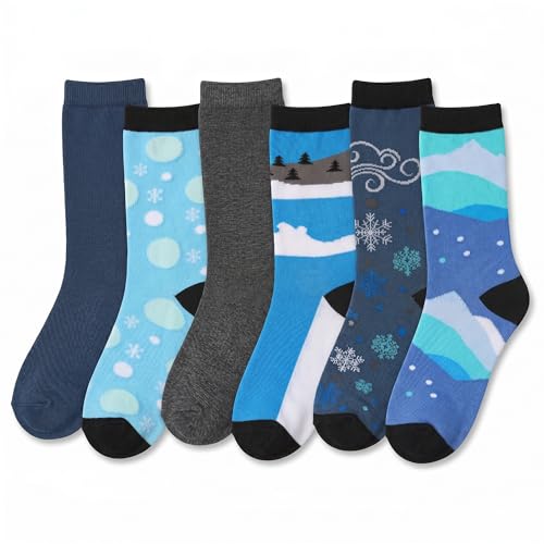 Image of Tipi Toe Women's 6-Pack Funky Crew Socks | Colorful Fun Patterned Novelty Dress Socks, Sizes 9-13