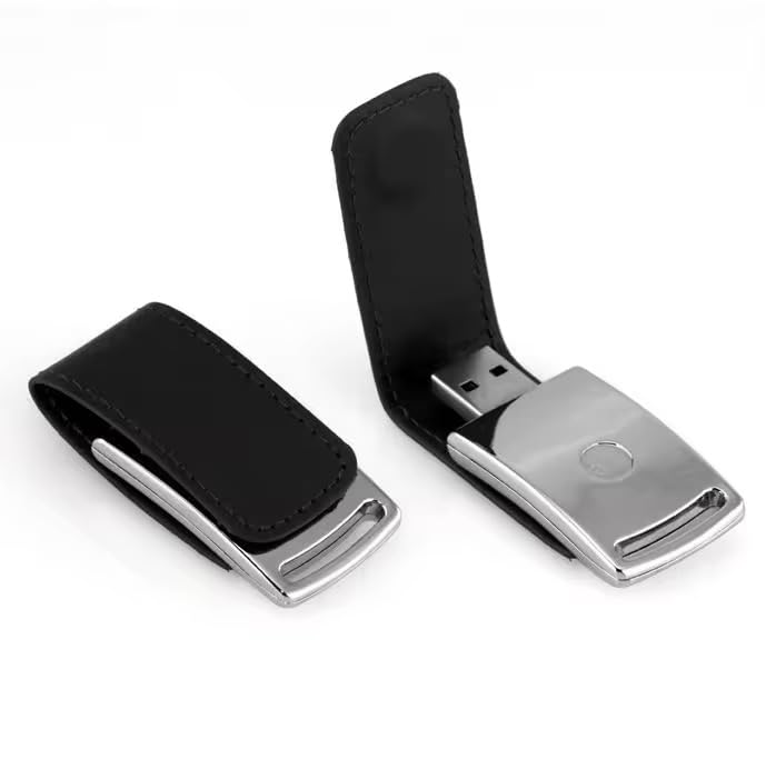 128GB CleverlyGifted >> Leather USB Flash Drive Case with Metal Clip, Black, Flip Cover Design, 1Pc-picture-31