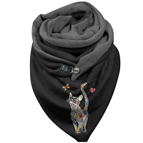 Take Idea Bufanda de algodón para mujer con estampado de gato, botón cálido, moda, turbante, bufanda de pañal, bufandas bufanda de tejer instrucciones gratis, C-g, Talla única
