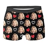 EMATOP Boxershorts mit Foto für Herren Personalisierbar Benutzerdefinierte Unterwäsche mit Gesicht der Freundin, Baumwolle Unterhosen für Valentinstag, Atmungsaktiv Komfortbund Retroshorts