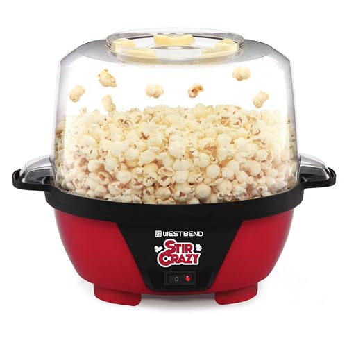 Comparison: Best Popcorn Popper For Roasting Coffee 11 West Bend Stir Crazy Hot Oil Popcorn Popper, Popcorn Maker Machine with Large Serving Bowl Lid and Stirring Rod Perfect for Movie Night Snack Time or Parties, 6-Quart, Red