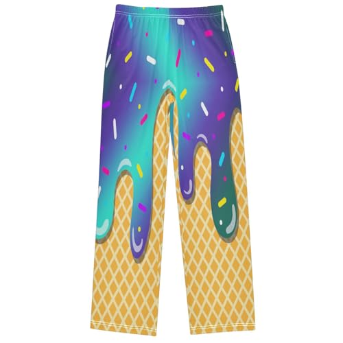 Boy's Pants Mint Blue Ice Cream Jogger Pants Elastic Waist Long Bottoms Trousers with Pockets 6-14 Years