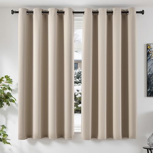 TOPICK Rideau Occultant Rideaux Isolation Lumineux, 140x175cm (Lx...