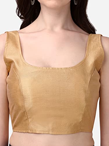 Image of Vihu Fashion Plain Sleeveless Pattern Readymade Blouse U Neck Choli