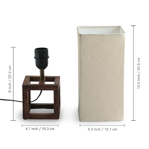 Image of ExclusiveLane 'Aura Light' Mango Wooden Table Lamp for Bedroom Living Room Home Decoration & Bedside Lamp Bed Lamps for Side Table Side Lamp for Bed Room (39.5 Cm, Without Bulb, Handcrafted)