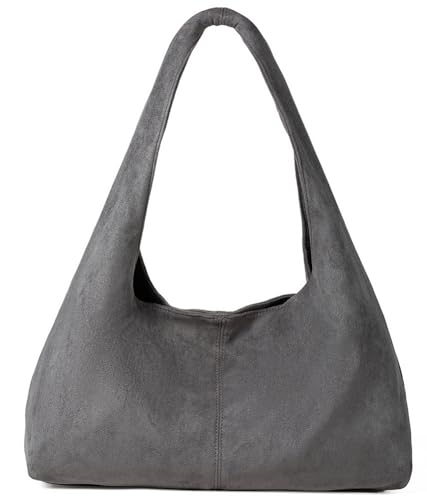 Women's Suede Tote Bag Retro Crescent Shoulder Bag Trendy 2025 Suede Handbag Underarm Purse Work Bag Dumpling Bag