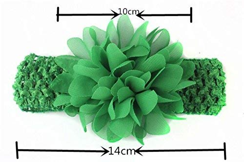 Girl Baby Headbands with Chiffon Lotus Flower Elastic Crochet Hair Bands Ankle Wrist Flower Hat Decoration (Band: 1.6"×5.5", with Chiffon Flowe, 18 colors, 1 pcs per color) - Image 6