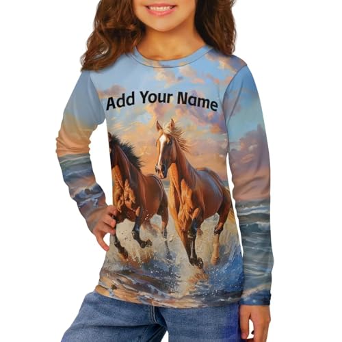 Image of Long Sleeve Shirts for Girls Casual Crewneck Tops Fall Winter Outfits for 3-16 Years Old