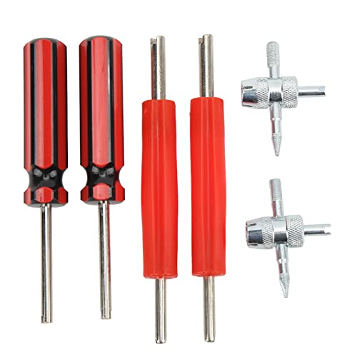 Psytfei 6PCS/Set Pneu Valve Core Remover Installer Simple Double Heads Valve Extracteur Installer Outil 4 Voies Outil De Valve Multifonctionnel pour Voitures Camions Motos Cover
