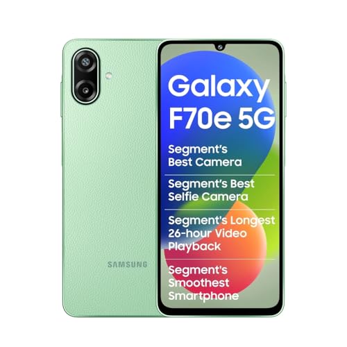 Image of Samsung Galaxy F70e 5G (Limelight Green, 128 GB) (6 GB RAM) | 6000 mAh Battery | Dimensity 6300 | Octa Core Processor | 6.74 inch PLS LCD Display |