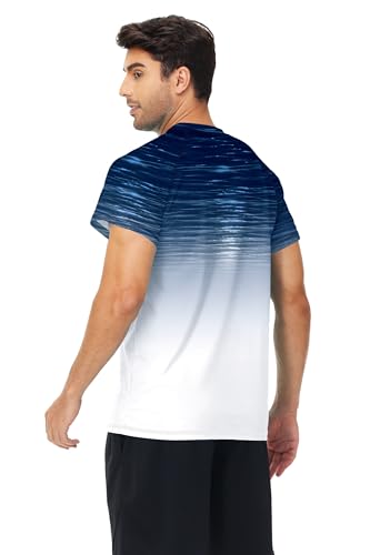 Image of AOBUTE Mens Swim Shirts Short Sleeve UPF 50+ Sun Shirt Quick Dry Rash Guard Fishing Swimming Shirt