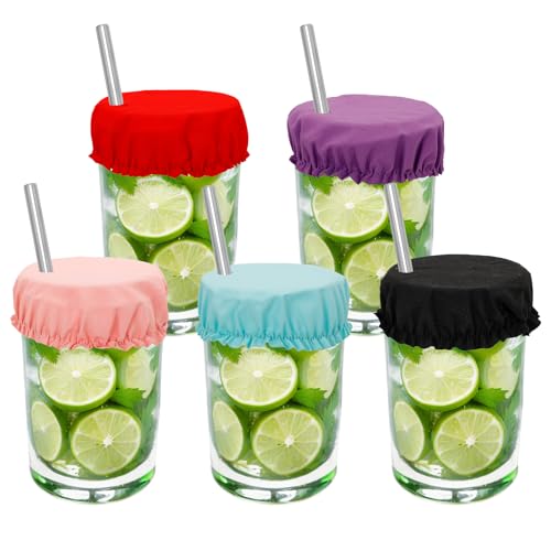 10 Pack Reusable Elastic Drink Cup Covers, Anti-Spiking Protection with Straw Hole for Bar Party Club (Assorted Colors)
