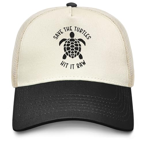 Save The Turtles Hit It Raw Hat Funny Trucker Hats Men Dad Hat Funny Gifts for Women