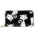 Produktbild JHGFG Mode Handtasche Reißverschluss Brieftasche Stilvolle Schwarze Katzen Muster Vektor Illustration Telefon Kupplung Geldbörse Abendkupplung Blockieren Leder Brieftasche Multi Card O.