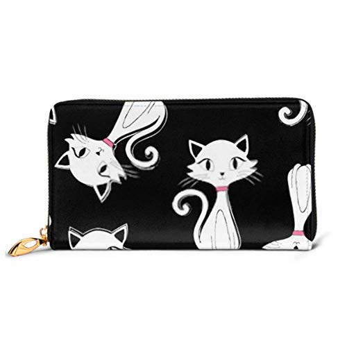 Preisvergleich Produktbild JHGFG Mode Handtasche Reißverschluss Brieftasche Stilvolle Schwarze Katzen Muster Vektor Illustration Telefon Kupplung Geldbörse Abendkupplung Blockieren Leder Brieftasche Multi Card O.