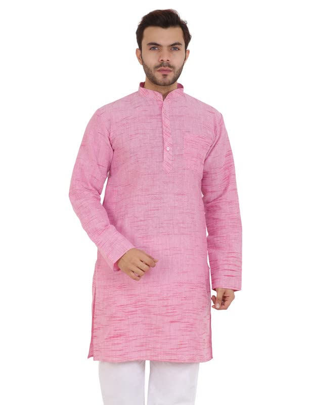 Image of LatestPlus Men's Solid Cotton Blend Ethnic Wear Regular Full Sleeve Kurta