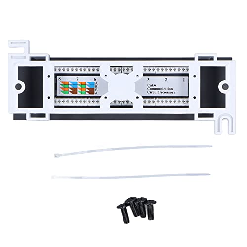 Port Patch Panel with 8 Ports, Patch Panel CAT6 Network Cable Rackmount 568A/B RJ45 Accessory for Installation, Wall Mount Unshielded Patch Panel