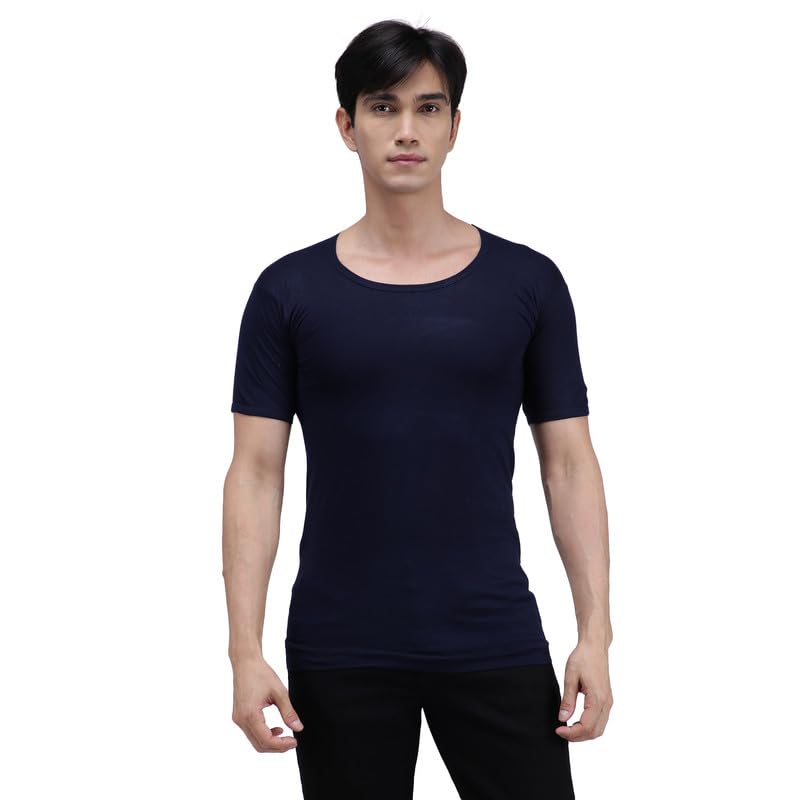 amul comfy Men's Innerwear Regular Fit Half Sleeves 100% Cotton Vest (Navy)-picture-26