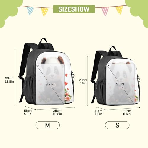 Cute Panda Flowers White Kids Backpack for Boys Girls Lightweight Travel Daypack Rucksack for Kids Elementary2