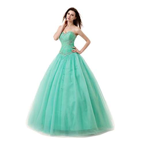 Engerla Women's Sweetheart Quinceanera Prom Dresses Ruffles Tulle Evening Gown Mint #TOP2