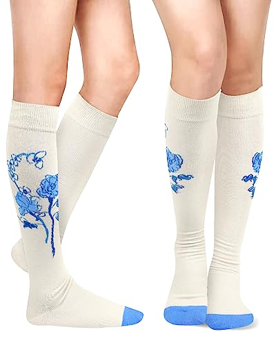 Image of Benefeet Womens Knee High Striped Checkered High Knee Socks Cotton Long Sports Tube Socks