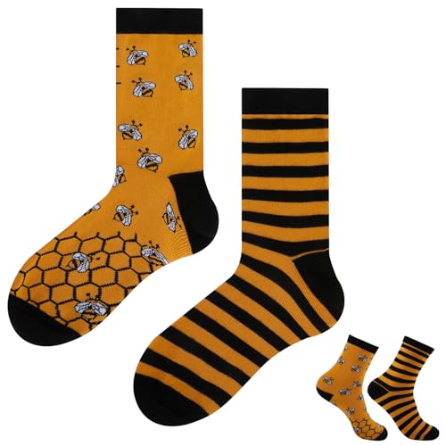 Belillpipi Bienen Geschenk Frauen Männer Lustige Bienen Socken Damen Herren 36-45 Witzige Baumwolle Bunte Socken Geschenke für Imker Geburtstagsgeschenk Weihnachtsgeschenke
