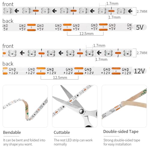 Tira de LED WS2812B 2.7mm 160 LEDs/m DC12V 2M miniatura 2