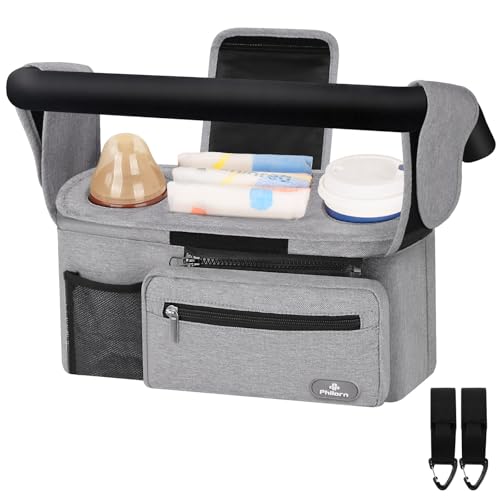 Philorn Kinderwagen Organizer mit Isolierten Getränkehalter/Kaffeehalter