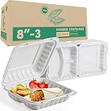 LEOBOX To Go Containers, 55 Pack BPA Free 3 Compartment Food Container 34 oz Clamshell Take Out Cont
