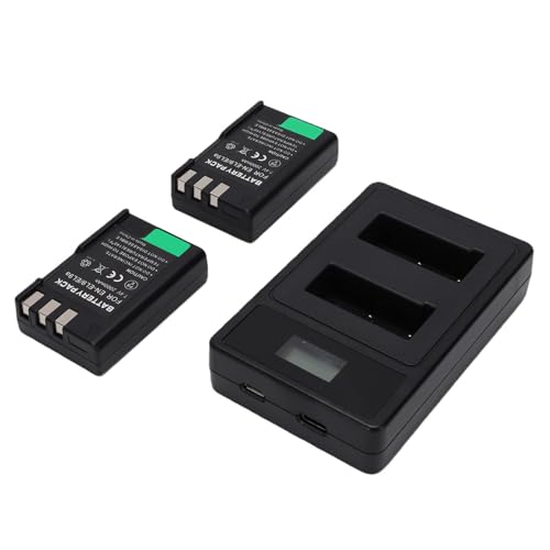 Baterías para cámara D40 y cargador dual USB con pantalla LED para D60 D3000 D5000