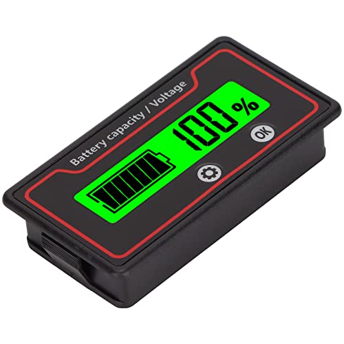 ZDETGU Battery Meter, LCD Display with Custom Display Mode and Power Percentage Alarm, for Electric Vehicle Battery Packs Outdoor Emergency Equipment Medical Equipment Measuring Equipment (Green