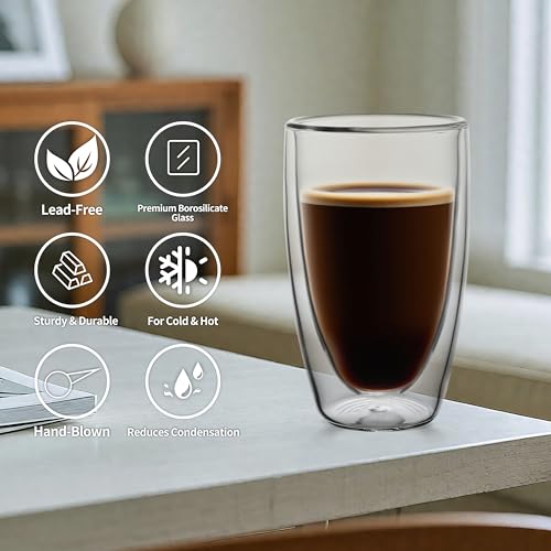 Mugs de vidrio de pared doble 16oz 2 pack NIRA.Z miniatura 5