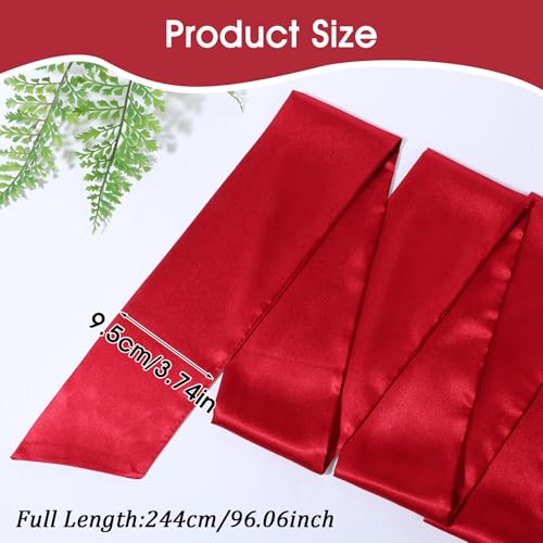 Red Sash Belt Wedding Satin Sash Belt for Women Dress Bridal Belts Smooth Waist Belts for Party Special Occasion Ribbon, 3.74 Inch Wide2