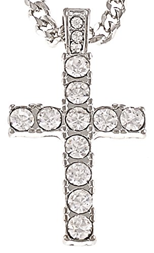 GWOOD Cross Small Pendant with Crystal Rhinestones on 24 Inch Long Necklace2