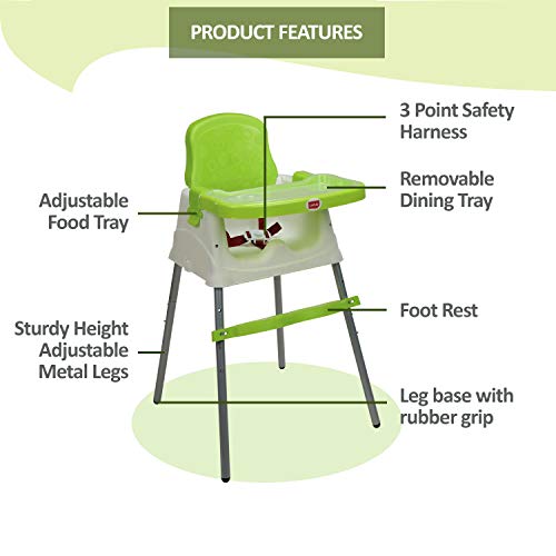 Image of Luvlap Sunshine Stroller /Pram, Easy Fold, for Newborn Baby /Kids, 0-3 Years (Sky Blue) & 4 in 1 Convertible High Chair Cum Booster Seat (Green)