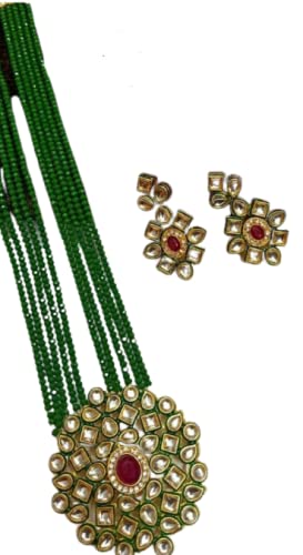 Naveen Collection Gold Plated Artificial Handicraft Ethnic Crystal Shine Multistrand Red Beads Ethnic Kundan Necklace Jewelry Set For Woman & Girls (A) (B09JBMXKTT) Amazon Price History, Amazon Price Tracker