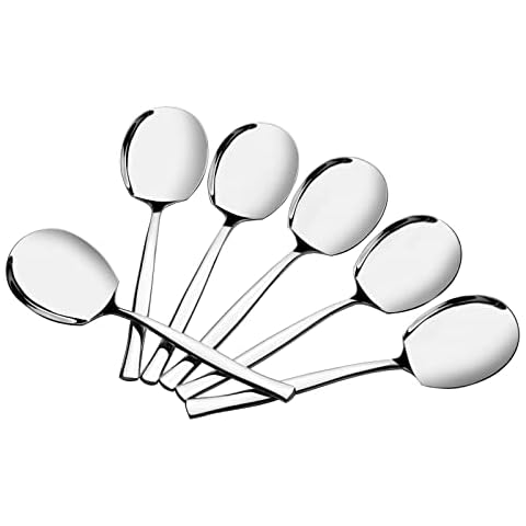 Vareone 6 Pieces Stainless Steel Large Buffet Serving Spoons Cover
