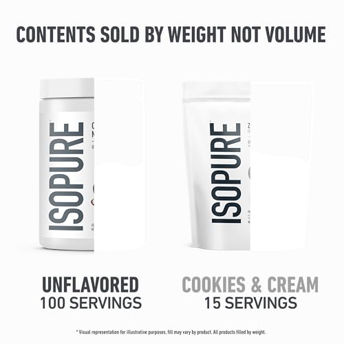 Image of Isopure Bundle of Zero Carb 100% Pure Whey Isolate Protein Powder, Cookies & Cream, 25g Protein Per Serving, 1 Lb, 15 Servings + Isopure 100% Pure Creatine Monohydrate Powder, 100 Servings