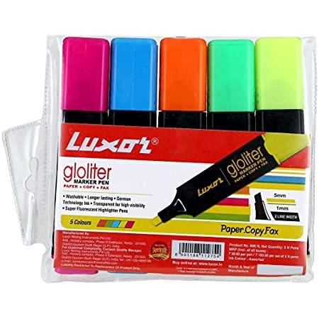 Luxor 1852 Highlighter – Assorted Colors – Set of 5