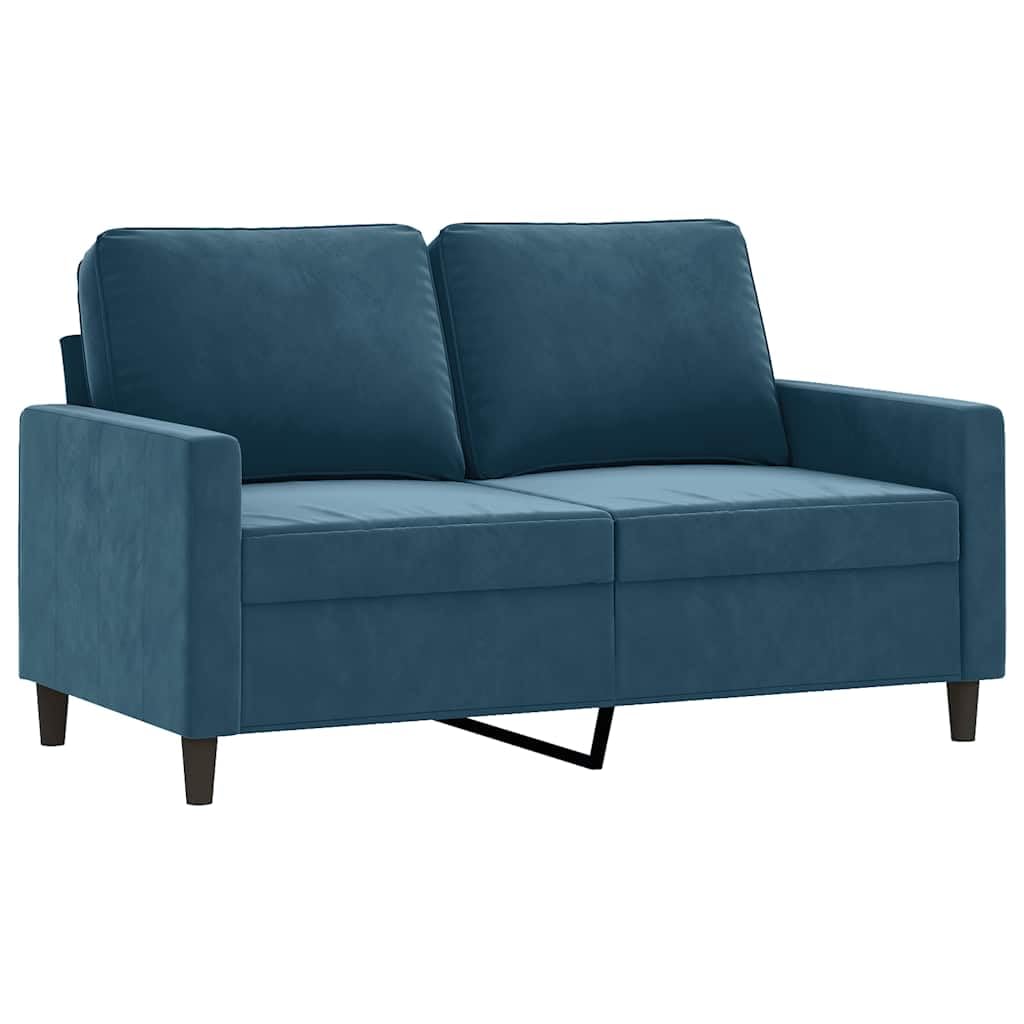 Divano 3 Pezzi Velluto Blu con Pouf | Struttura contropiastra e metallo, seduta imbottita, pouf multiuso, carico massimo 110 kg per sedile