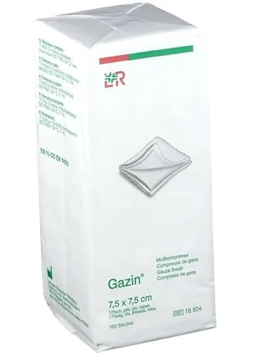 Gazin Gauze Swabs 17-Ply, 12-Ply, Non-Sterile, in Paper Bag (7.5 x 7.5 cm, Pack of 100)