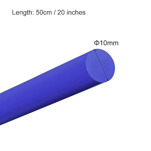Miniatura 2 de uxcell Varilla redonda de plástico de 38 pulgadas de diámetro y 20 pulgadas de longitud azul (POM) barras redondas de plástico de ingeniería (0.394
