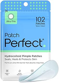 Patch Perfect Invisible Pimple Patches (102 Count) - Hydrocolloid Spot Patches which Accelerate Healing, Absorbing Dots for Spot Treatment, Vegan Spot Stickers, Fast-Acting Acne Patch (Two Sizes)