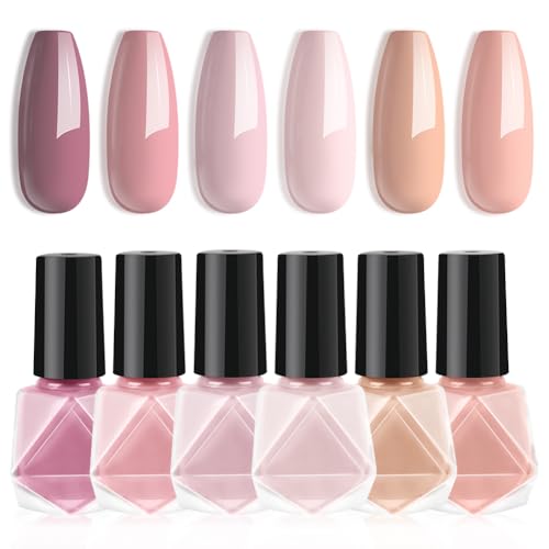 LOPHE Juego de esmaltes y uñas, 6 colores nude rosa, gel de secado rápido, esmalte de larga duración para mujer, manicura de bricolaje