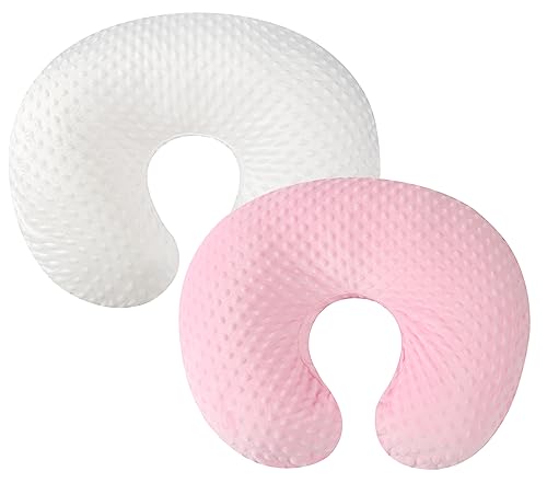Image of Dot Nursing Pillow Cover Set 2 Pack Nursing Pillow Slipcovers, Ultra Soft Compatible with Boppy Pillow,Standard Pillow for Baby Boy Girl White and Pink